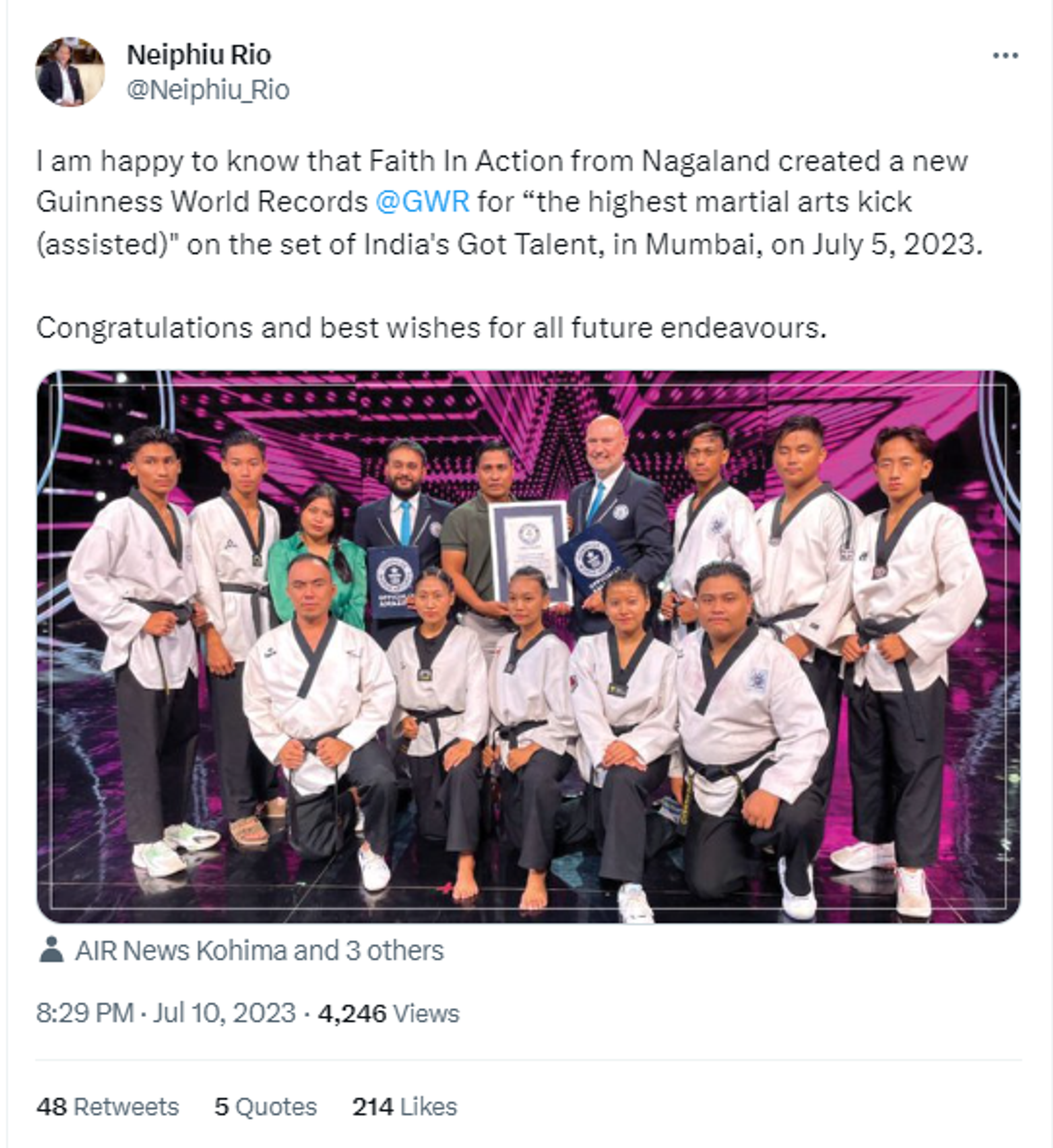 Nagaland's 'Faith in Action Academy' Sets Guinness World Record for Highest Assisted Martial Arts Kick - Sputnik India, 1920, 11.07.2023