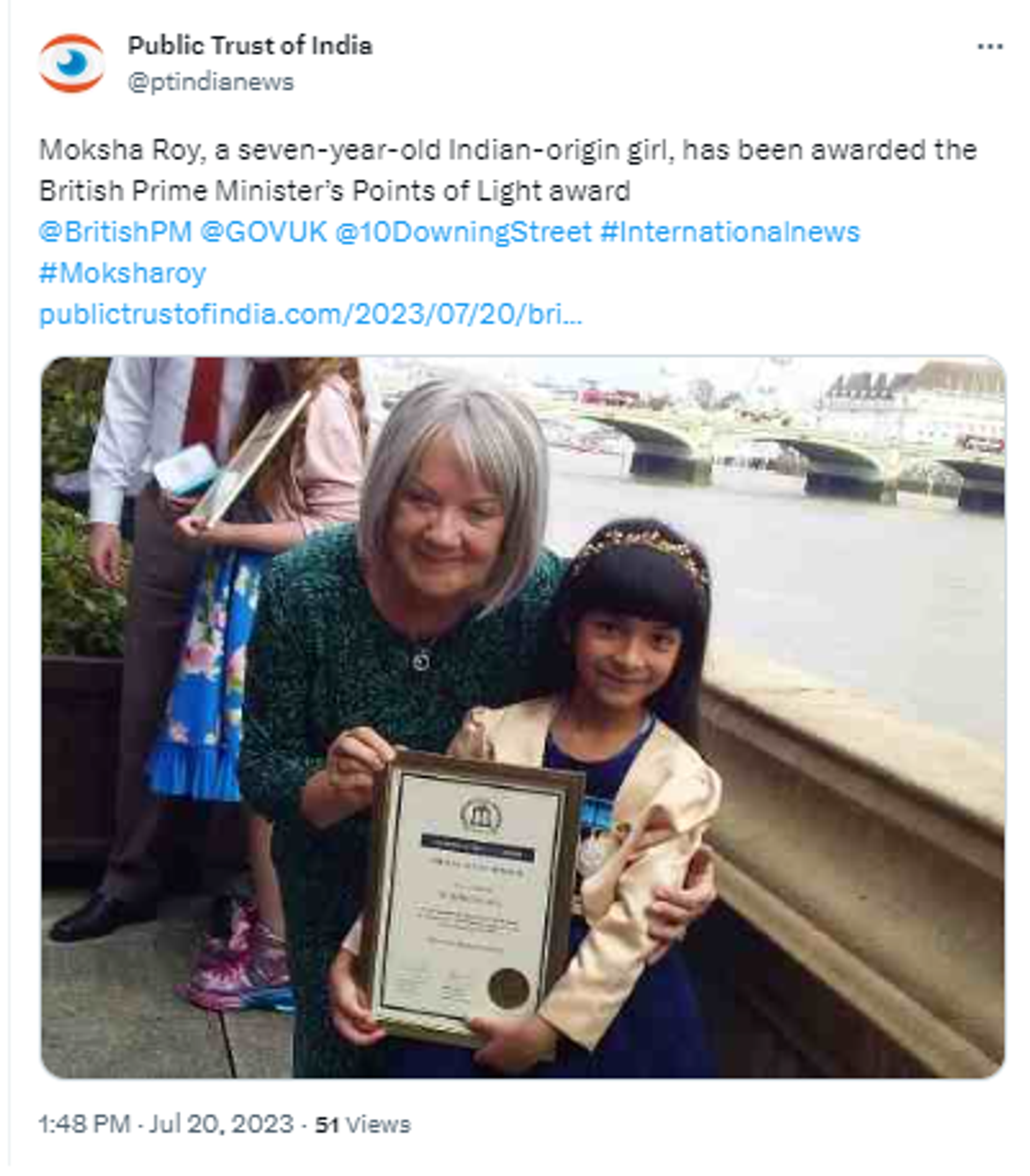 Indian-Origin Youngest Sustainability Advocate Wins UK PM's Points of Light Award - Sputnik India, 1920, 20.07.2023