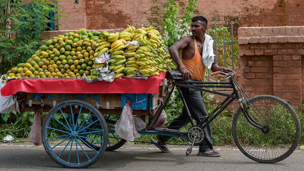 A vendor sells fruits along a street on a hot summer day in Amritsar on July 18, 2023.  - Sputnik भारत
