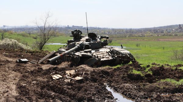 Ukraine's destroyed tank in Artemovsk.File photo - Sputnik India