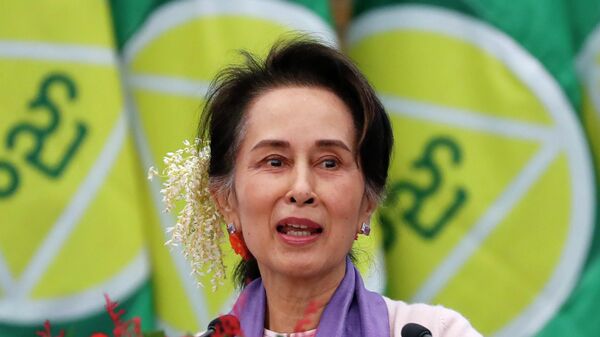 Myanmar's then leader Aung San Suu Kyi delivers a speech in Naypyitaw, Myanmar, on Jan. 28, 2020. - Sputnik India