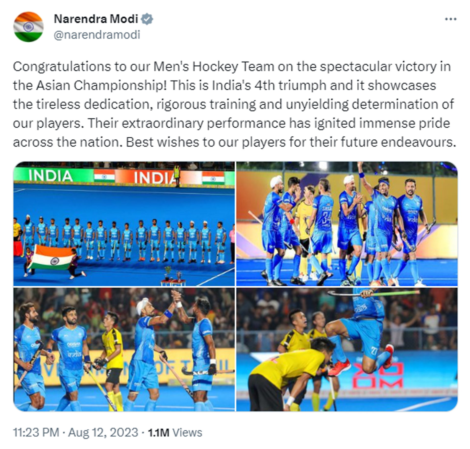 Narendra Modi Congratulates Indian Hockey Team for Winning Asian Championship Trophy for 4th Time - Sputnik India, 1920, 13.08.2023