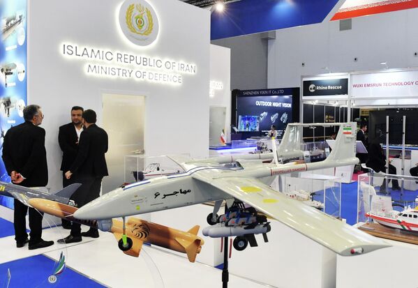 Iranian drone HESA Ababil at the exhibition at the Army-2023 International Military-Technical Forum - Sputnik India