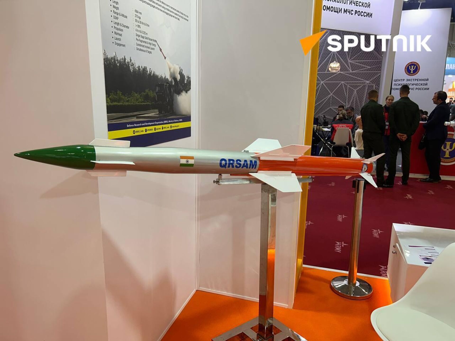 India Showcases QRSAM Anti-Aircraft Missile System at the exhibition at Army-2023 Expo - Sputnik India, 1920, 15.08.2023