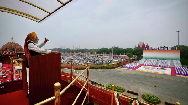 Премьер-министр Индии Нарендра Моди на праздновании Дня независимости Индии в Нью-Дели - Sputnik भारत