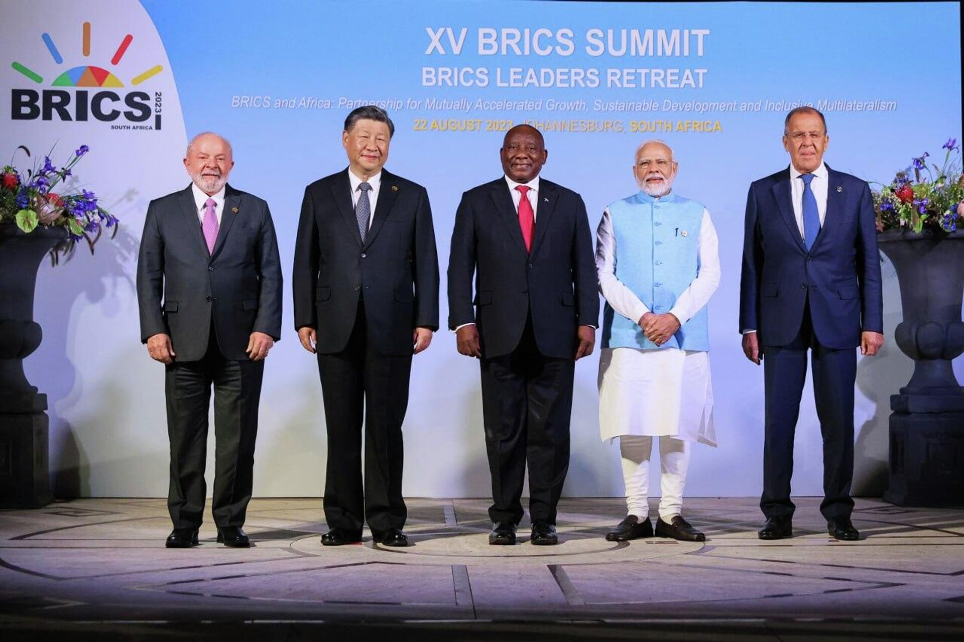 Heads of delegations of the BRICS member states in Johannesburg, August 22, 2023 - Sputnik India, 1920, 25.08.2023