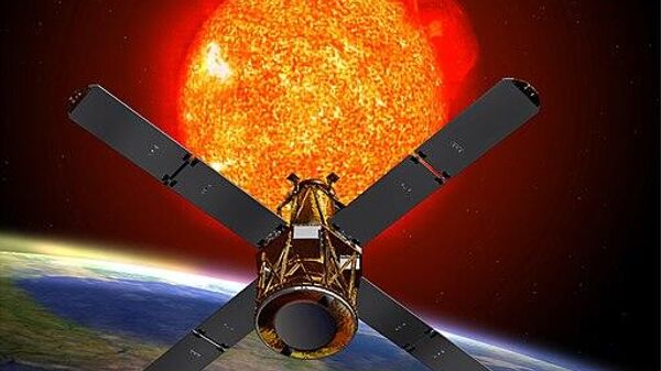 An artists depiction of the RHESSI spacecraft observing the sun. - Sputnik भारत