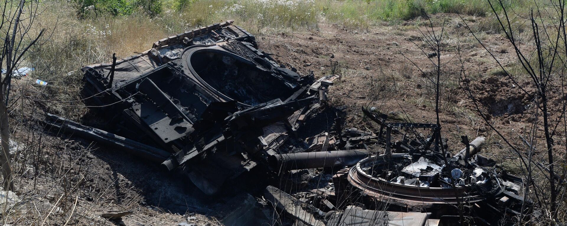 A Ukrainian Burnt Tank Near Donetsk - Sputnik भारत, 1920, 19.11.2023