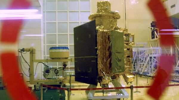 (File) In this Sept. 18, 2008 file photo, The Chandrayaan 1 spacecraft, India's first unmanned mission to the Moon, is seen as it is unveiled at the Indian Space Research Organization (ISRO) Satellite Center in Bangalore, India - Sputnik India