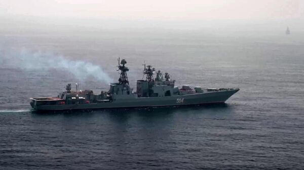Russian large anti-submarine ship Admiral Tributs seen during the Russo-Chinese joint naval exercise “North/Interaction – 2023” - Sputnik भारत