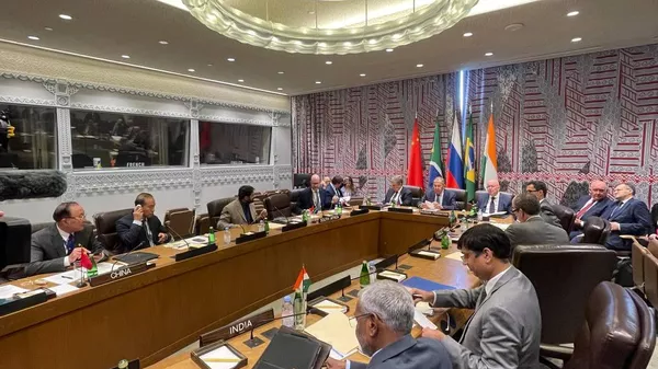 BRICS meeting on the sidelines of the UN General Assembly session in New York chaired by Sergey Lavrov - Sputnik भारत