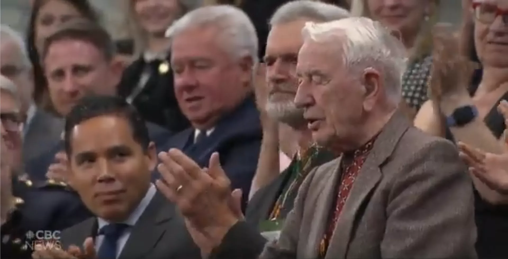 Yaroslav Hunka, Ukrainian Veteran for the Nazi 14th Waffen SS Grenadier Division, At the Canadian Parliament during Ukrainian President Volodymyr Zelensky's speech on September 22, 2024 - Sputnik India, 1920, 01.10.2023