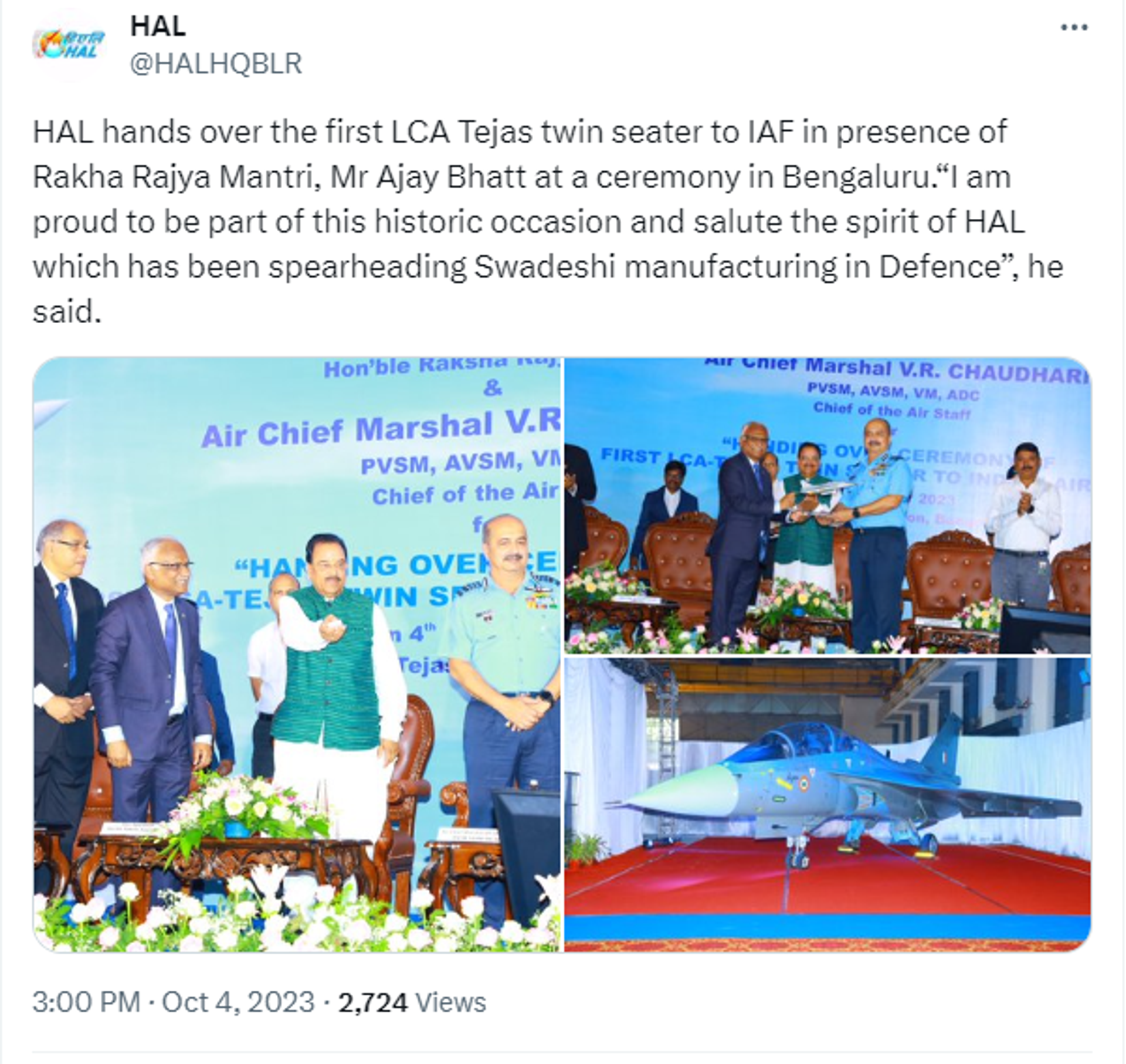 HAL Delivers First LCA Tejas Twin Seater Aircraft to Indian Air Force - Sputnik India, 1920, 04.10.2023