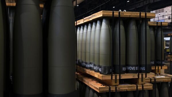 155-мм артиллерийские снаряды M795 на заводе армейских боеприпасов в Пенсильвании, США - Sputnik भारत