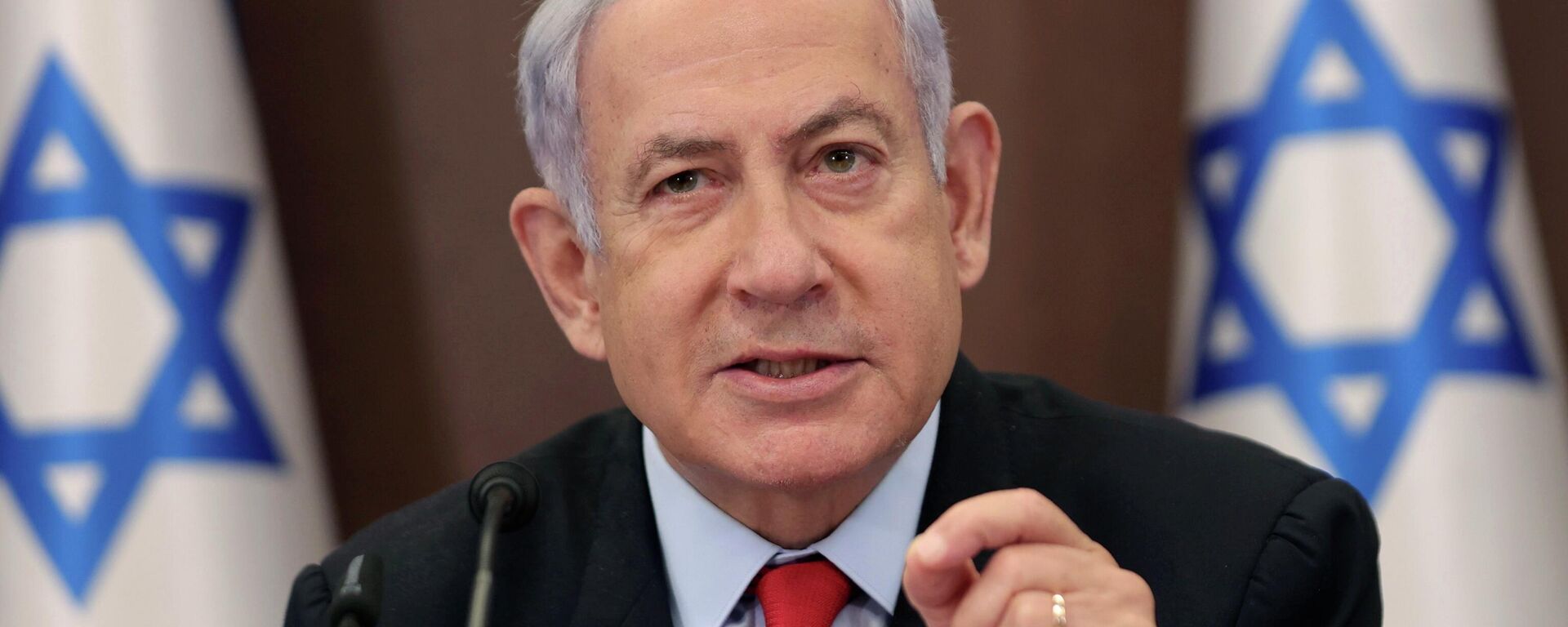 Israeli Prime Minister Benjamin Netanyahu attends the weekly cabinet meeting at the prime minister's office in Jerusalem, Israel, Sunday, July 30, 2023.  - Sputnik भारत, 1920, 23.11.2023