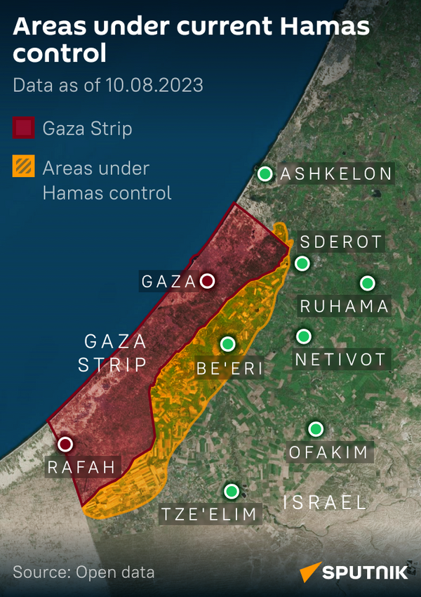 Israeli-Hamas Conflict: area controlled by Hamas as of October 8, 2023 - Sputnik India