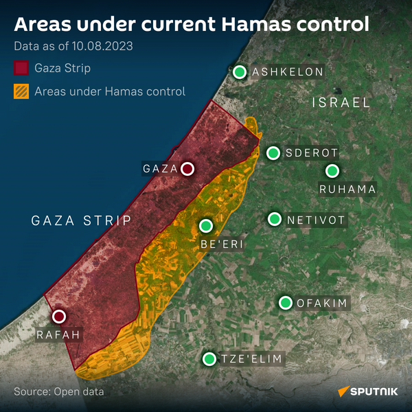 Israeli-Hamas Conflict: area controlled by Hamas as of October 8, 2023 - Sputnik India