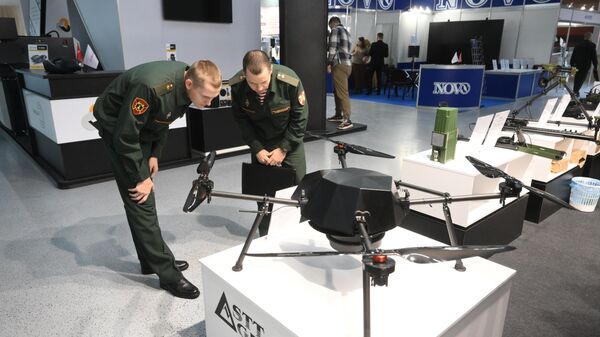 The Strekoza drone is on display at a Moscow expo. File photo - Sputnik भारत