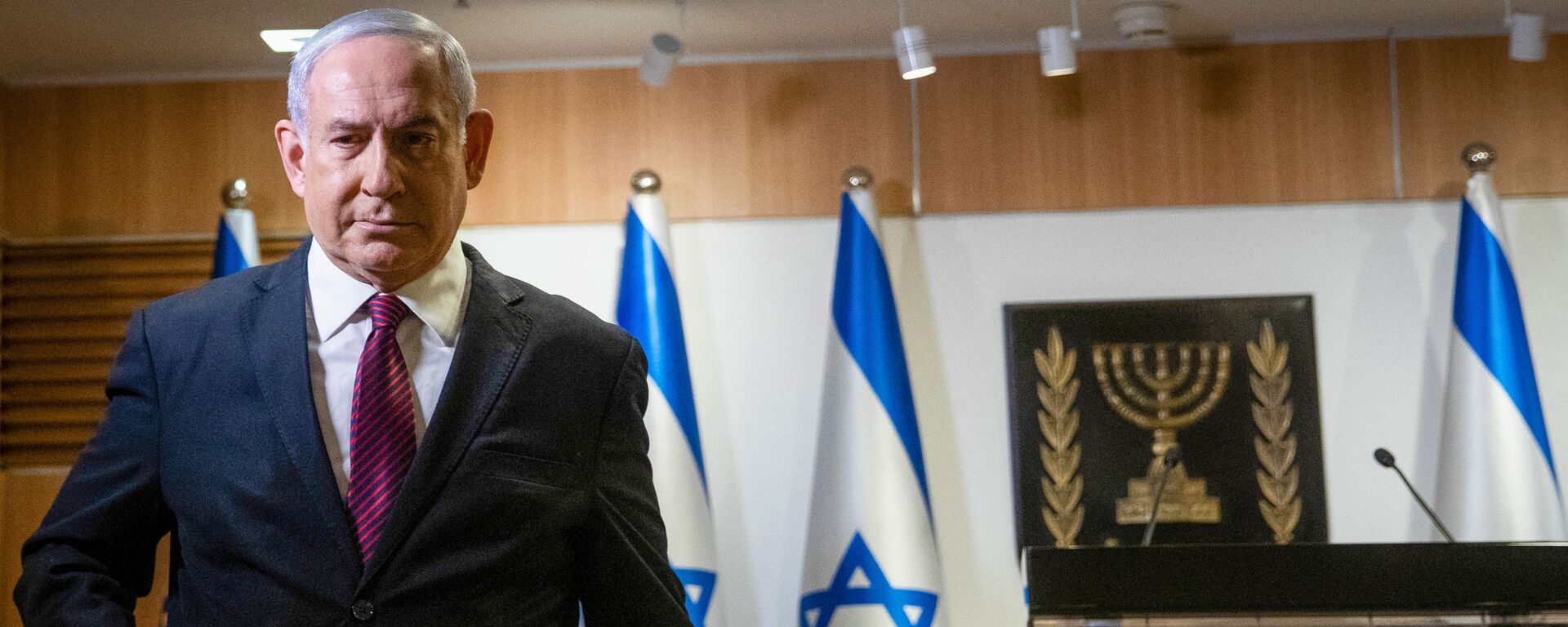 In this file photo taken on December 22, 2020 Israeli Prime Minister Benjamin Netanyahu leaves after a speech at the Knesset (Israeli Parliament) in Jerusalem - Sputnik India, 1920, 31.10.2023