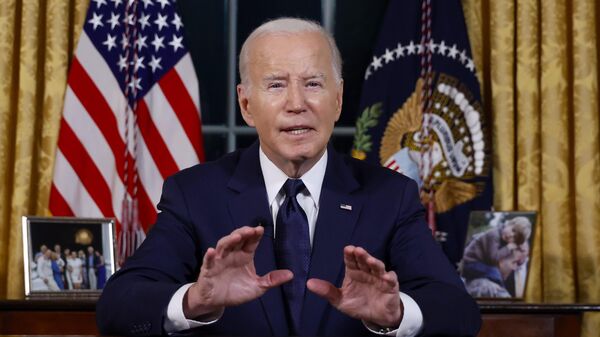 President Joe Biden speaks from the Oval Office of the White House Thursday, Oct. 19, 2023, in Washington, about the war in Israel and Ukraine. - Sputnik India