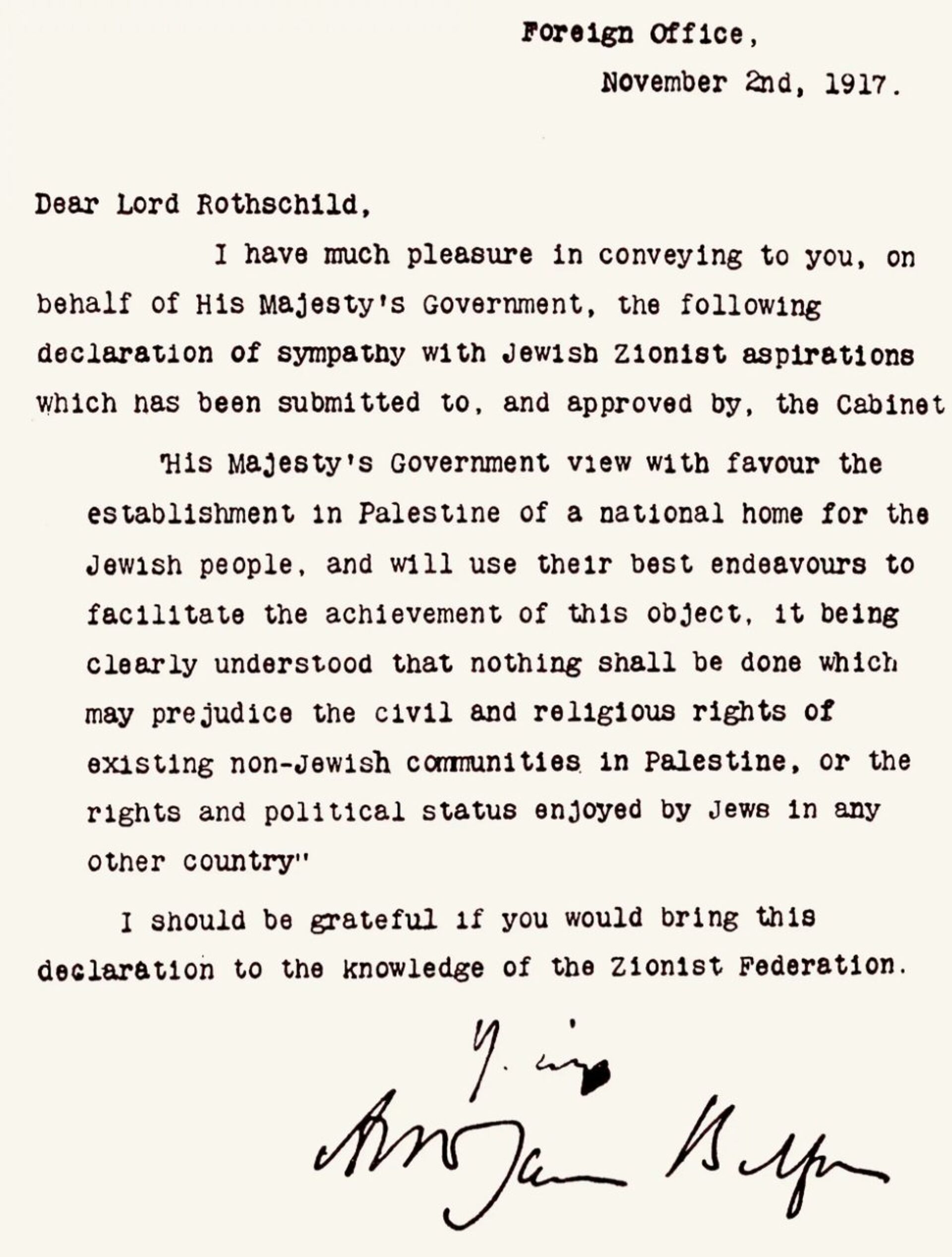 Text of the Balfour declaration - Sputnik India, 1920, 27.10.2023