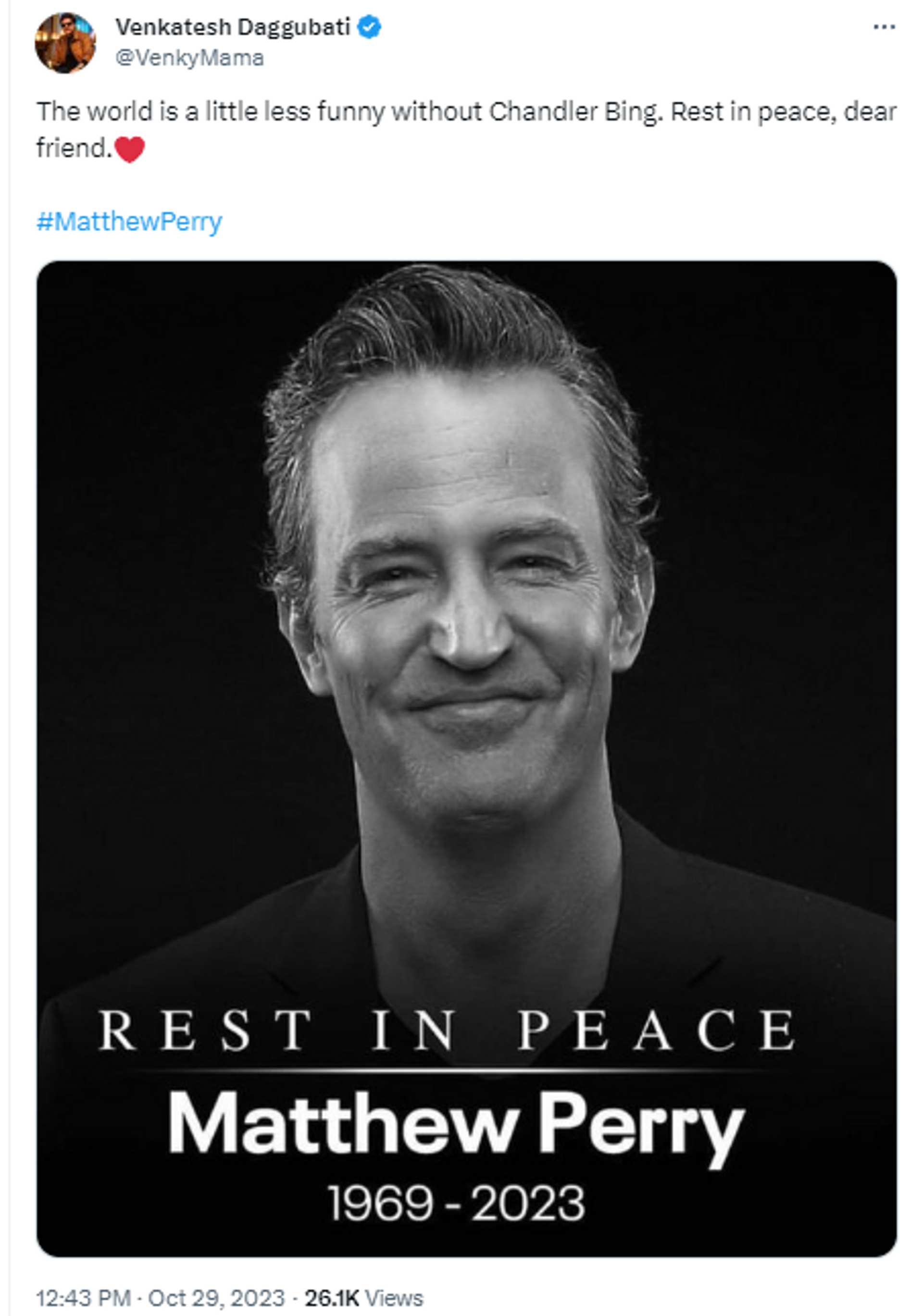Netizens react to the demise of ‘Friends’ actor Matthew Perry.   - Sputnik भारत, 1920, 29.10.2023