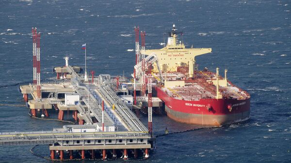 A tanker seen anchored at the new oil export terminal in the far eastern port of Kozmino on Dec. 28, 2009. - Sputnik भारत