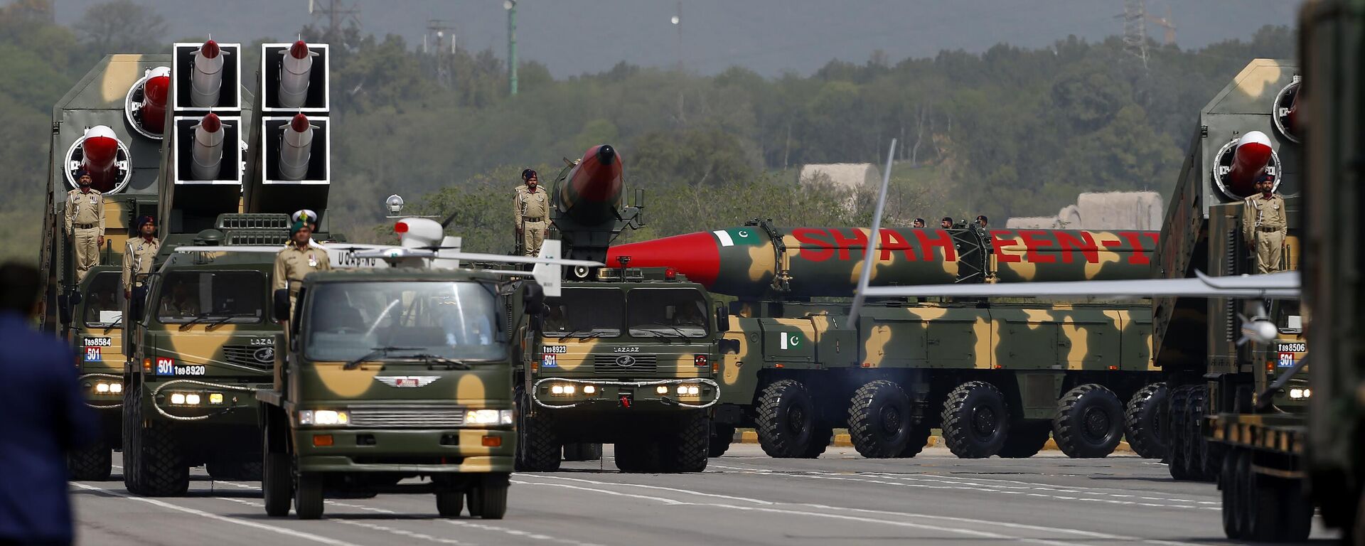 Pakistani-made missiles are are displayed during a military parade to mark Pakistan National Day, in Islamabad, Pakistan, Wednesday, March 23, 2022. - Sputnik India, 1920, 09.11.2023