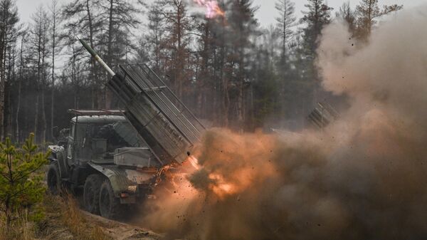 BM-21 Grad MLRS fires at positions of the Ukrainian Armed Forces in the Krasny Liman area - Sputnik भारत