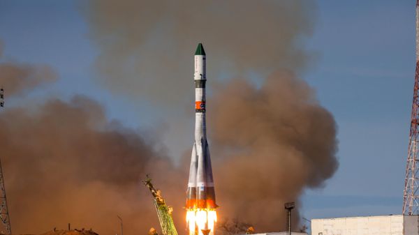 The launch of the Progress MS-25 cargo ship on a Soyuz-2.1a carrier rocket from the Baikonur Cosmodrome on December 1, 2023. - Sputnik India