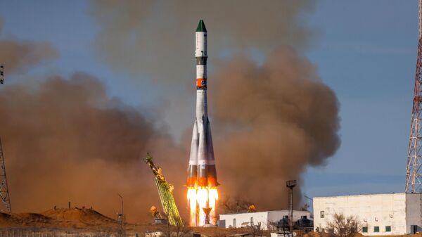 The launch of the Progress MS-25 cargo ship on a Soyuz-2.1a carrier rocket from the Baikonur Cosmodrome on December 1, 2023. - Sputnik India