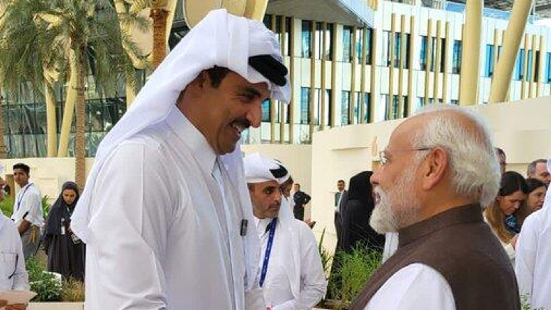 Indian Prime Minister Narendra Modi met Qatar’s Emir Sheikh Tamim bin Hamad Al Thani in Dubai on the margins of United Nations (UN) Climate Change Conference (COP28). - Sputnik भारत, 1920, 02.12.2023