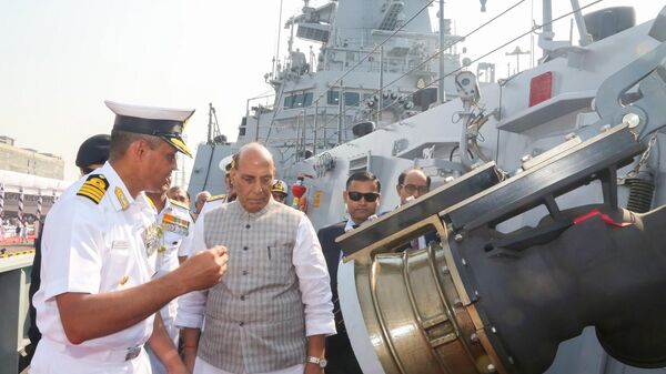 India's defense minister attended the commissioning ceremony of the stealth-guided missile destroyer INS Imphal in Mumbai on December 26. - Sputnik India