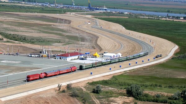 Train operation starting on the Yandyki-Olya railroad stretch, crossing the Astrakhan Region. It is part of the North-South transnational transport corridor, which will link Russia with Iran, India and Southeast Asia (File) - Sputnik India