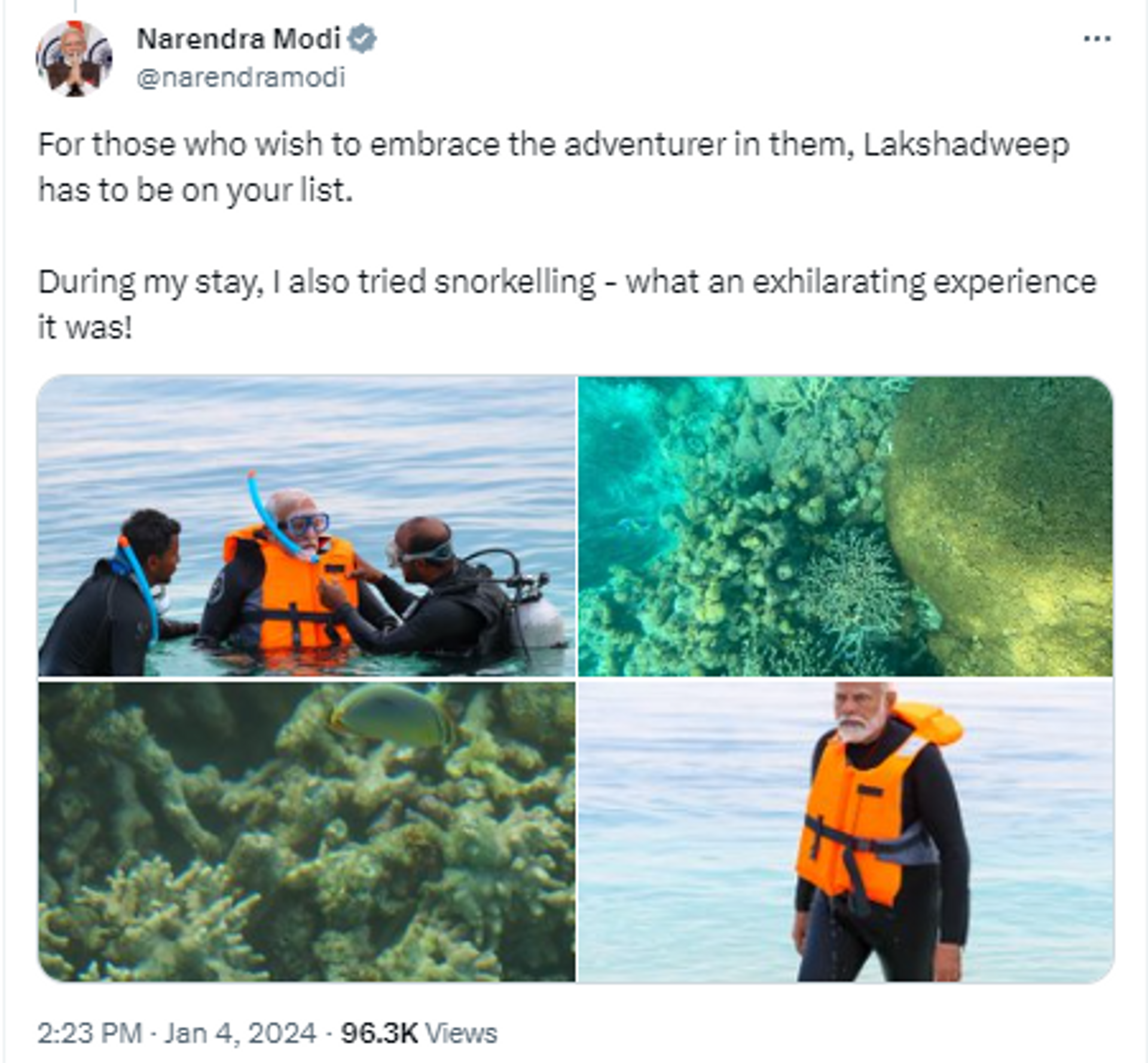 Watch PM Modi Embraces Adventure, Tries Snorkeling In Lakshadweep - Sputnik India, 1920, 04.01.2024