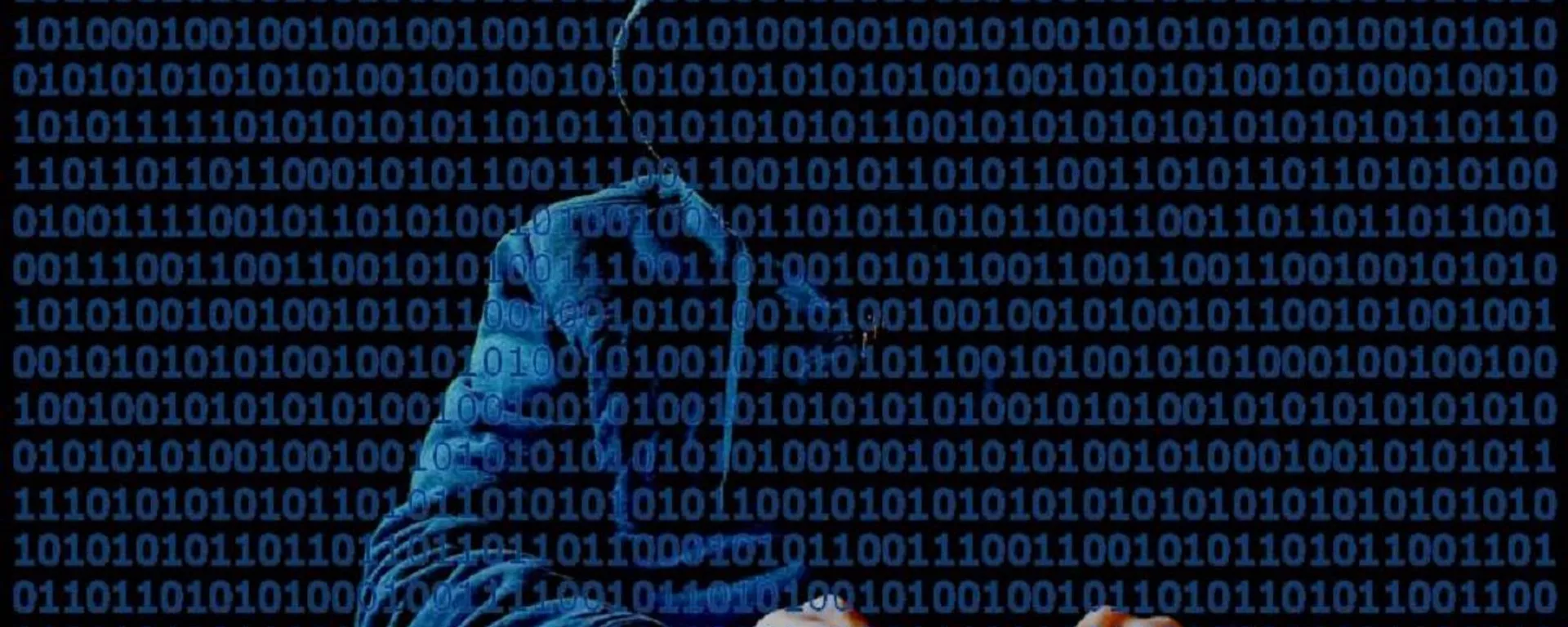  Hooded hacker at keyboard with binary code in front - Sputnik India, 1920, 05.01.2024