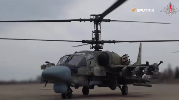 Russian Ka-52M attack helicopter sortie in Ukrainian conflict zone - Sputnik भारत
