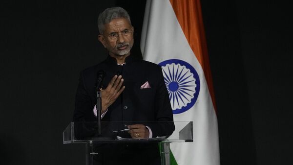 India's foreign minister Subrahmanyam Jaishankar speaks during a press conference, after a meeting with his Panamanian counterpart Janaina Tewaney at the Bolivar palace in Panama City, Monday, April 24, 2023.  - Sputnik भारत