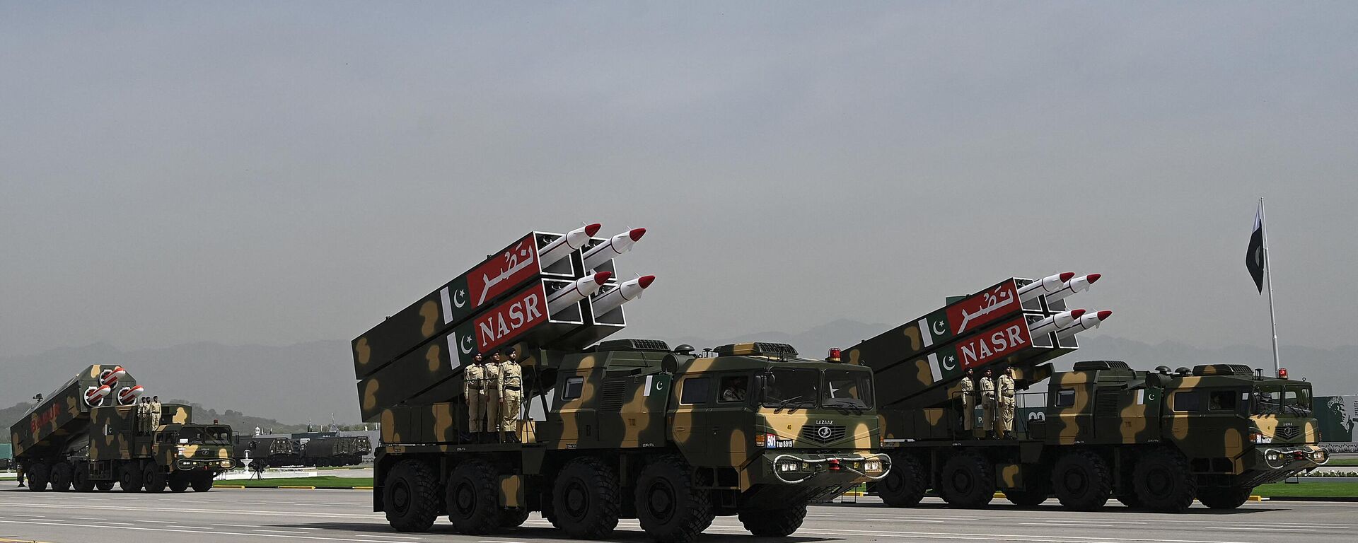 Pakistan's military vehicles carrying missiles Nasr (R) and Babur (L) take part in a military parade to mark Pakistan's National Day in Islamabad on March 25, 2021. - Sputnik India, 1920, 22.01.2024