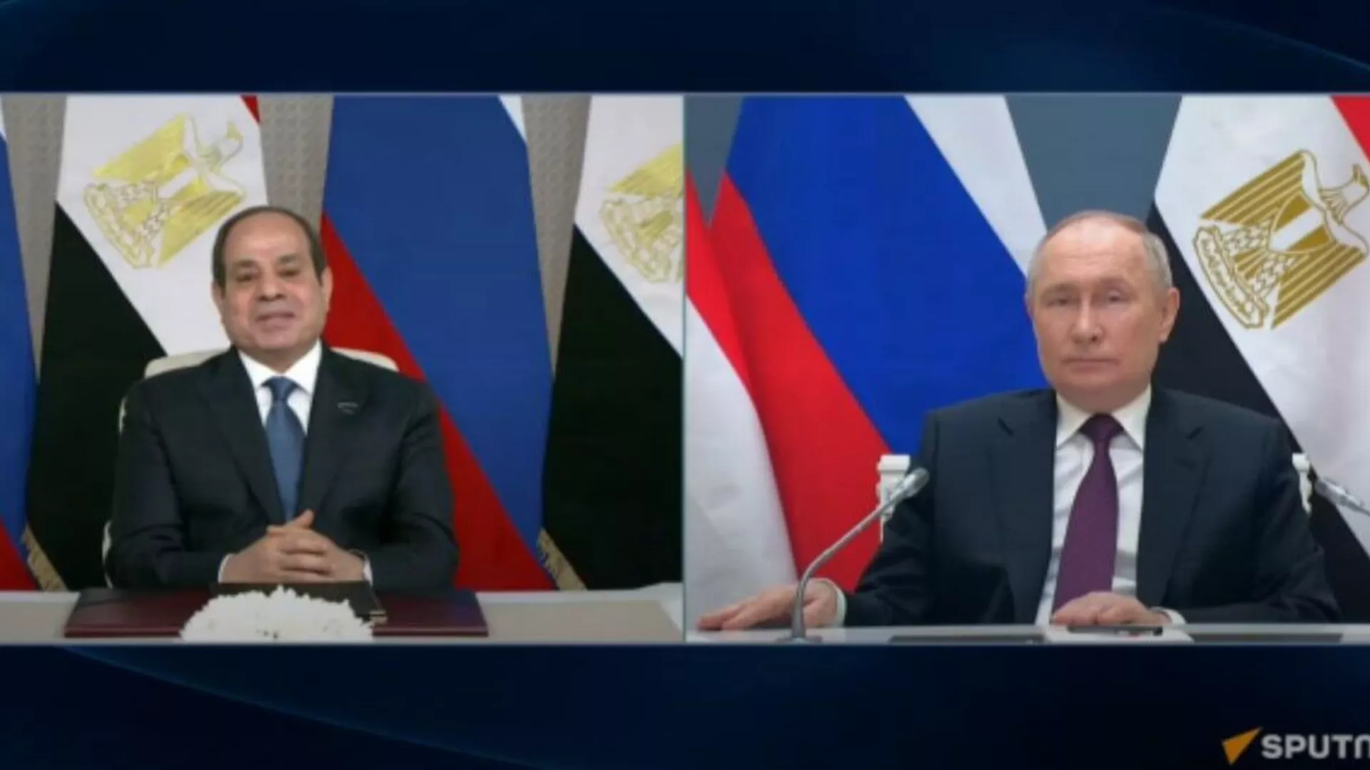 Russian President Vladimir Putin and Egyptian President Abdel Fattah Sisi launched the construction of the fourth power unit of the Dabaa nuclear power plant (NPP) in Egypt via videoconference. Russian President Vladimir Putin and Egyptian President Abdel Fattah Sisi launched the construction of the fourth power unit of the Dabaa nuclear power plant (NPP) in Egypt via videoconference. - Sputnik India, 1920, 23.01.2024
