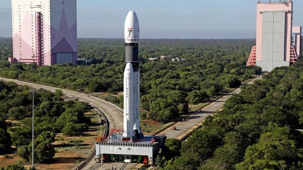 This photograph released by the Indian Space Research Organization (ISRO) shows India's heaviest rocket prepared ahead of the launch from the Satish Dhawan Space Center in Sriharikota, India, Saturday, Oct. 15, 2022. - Sputnik India