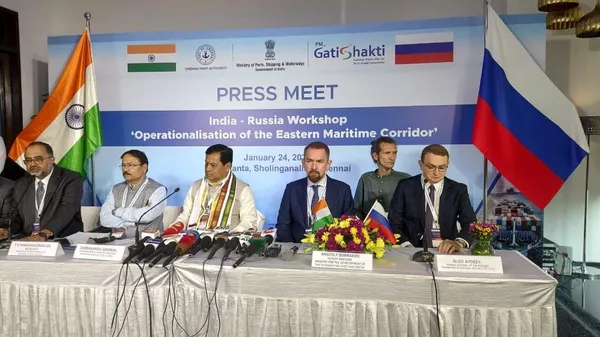 Indian Union Shipping Minister Sarbananda Sonwal launched the Trade Facilitation Workshop on India-Russia Operation of the Eastern Sea Corridor in Chennai.  - Sputnik India