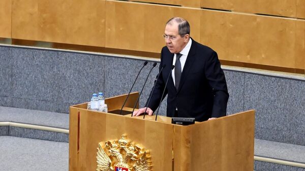 Russian Foreign Minister Sergey Lavrov addresses lawmakers during a session at the State Duma - Sputnik India