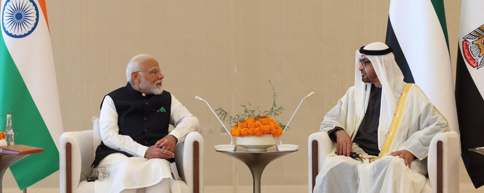 Indian Prime Minister Modi, who is on a two-day visit to the UAE, held delegation-level and one-on-one talks with President Mohamed bin Zayed Al Nahyan in Abu Dhabi. - Sputnik भारत, 1920, 30.05.2024