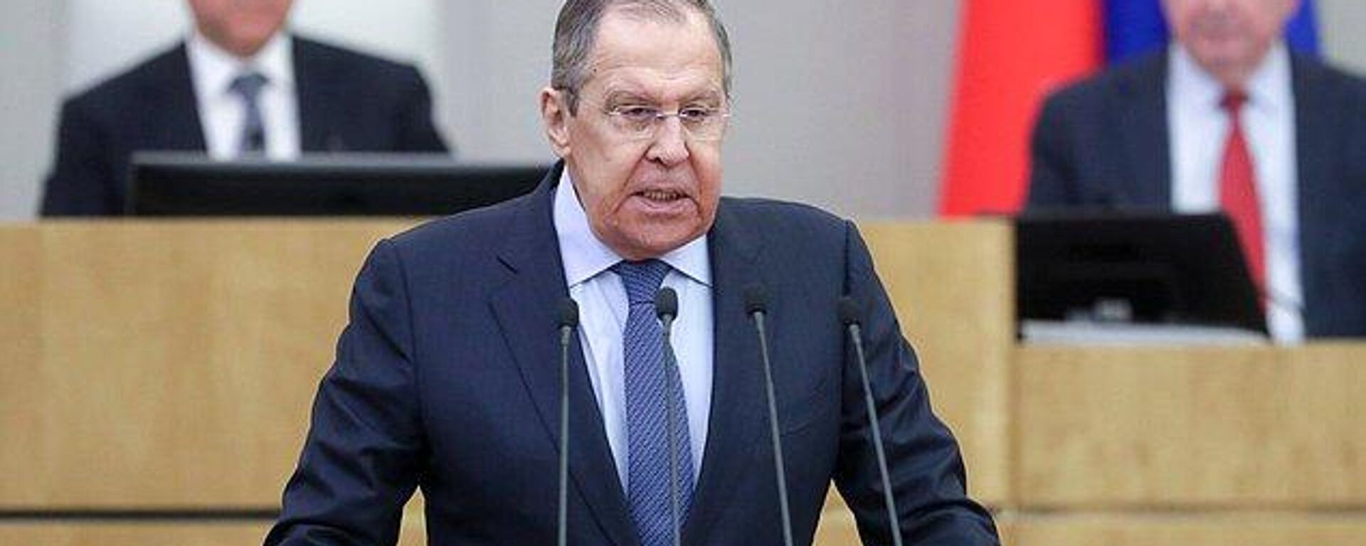 Russian Foreign Minister Sergey Lavrov delivers his speech at the State Duma, the Lower House of the Russian Parliament in Moscow, Russia, on Wednesday, Feb. 14, 2024. - Sputnik भारत, 1920, 14.02.2024