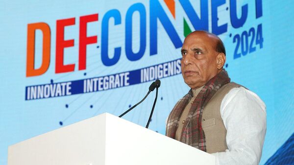 Rajnath Singh attended the inaugural session of Defence Connect 2024 in New Delhi. - Sputnik India