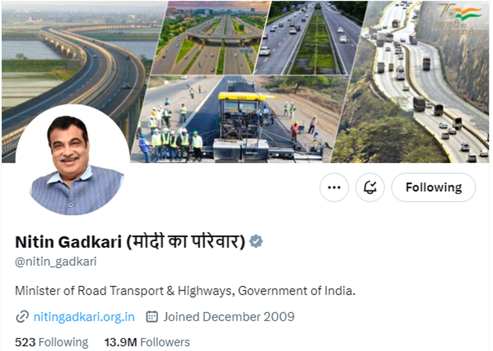 Federal Minister Nitin Gadkari Updated Twitter Bio with Modi ka Parivar - Sputnik India, 1920, 04.03.2024