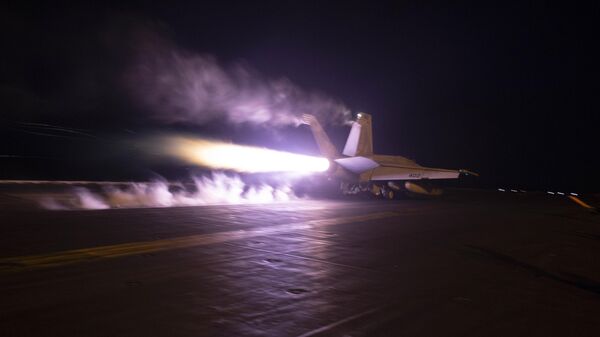 This image provided by the U.S. Navy shows an aircraft launching from USS Dwight D. Eisenhower (CVN 69) during flight operations in the Red Sea, Jan. 22, 2024. - Sputnik भारत