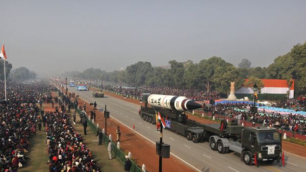 The long range ballistic Agni-V missile is displayed during a dress rehearsal for the annual Republic Day parade in New Delhi, India, Wednesday, Jan. 23, 2013. - Sputnik India