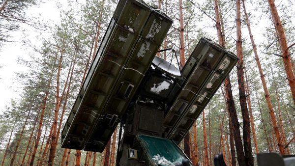 A 9K35 Strela-10 (Arrow) air defence system used by servicemen of the Ivanovo formation's anti-aircraft missile unit of Russian airborne troops is seen, in the course of Russia's military operation in Ukraine - Sputnik India
